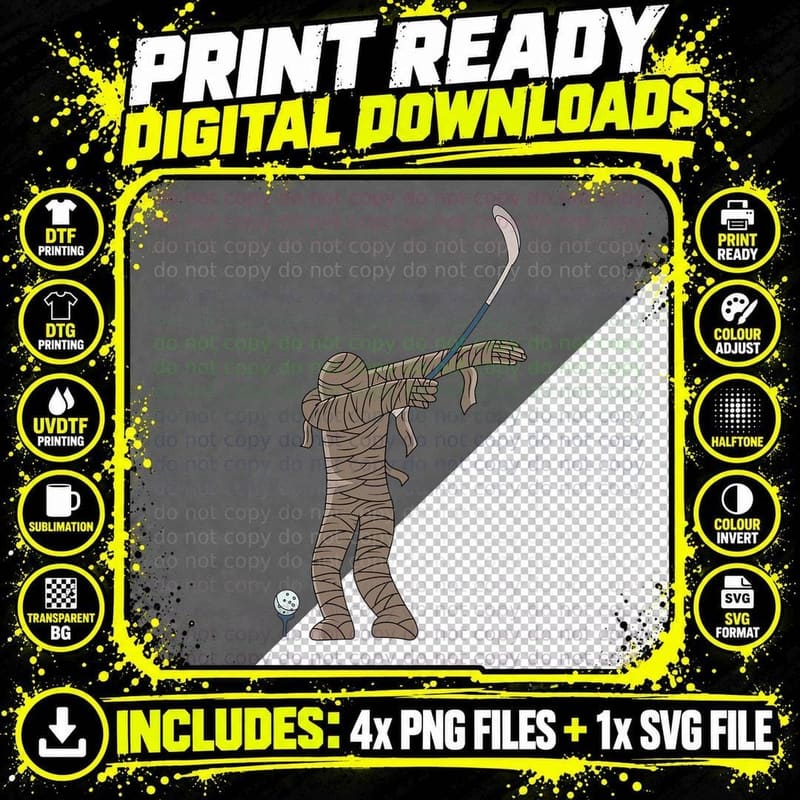Halloween Dabbing Golf Mummy Shirt Mummified Monsters Png SVG Digital Bundle