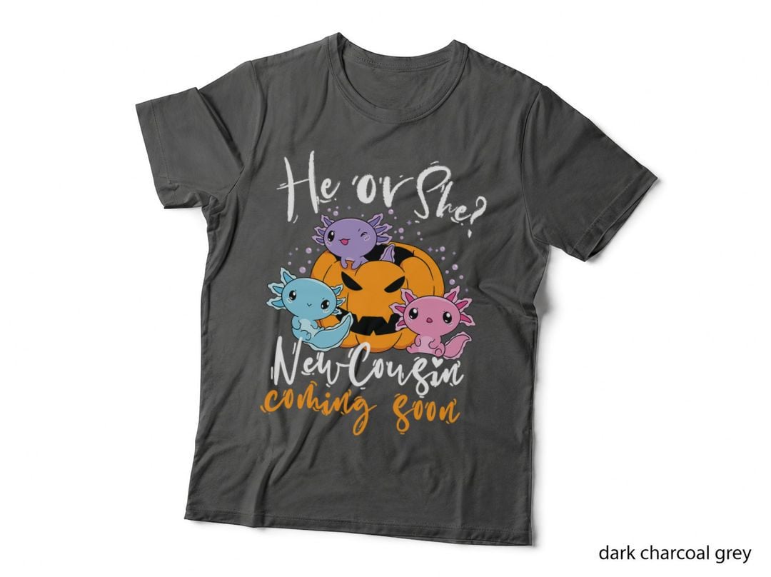 Halloween Gender Reveal He or She Cousin Coming Boo Pumpkin T-Shirt