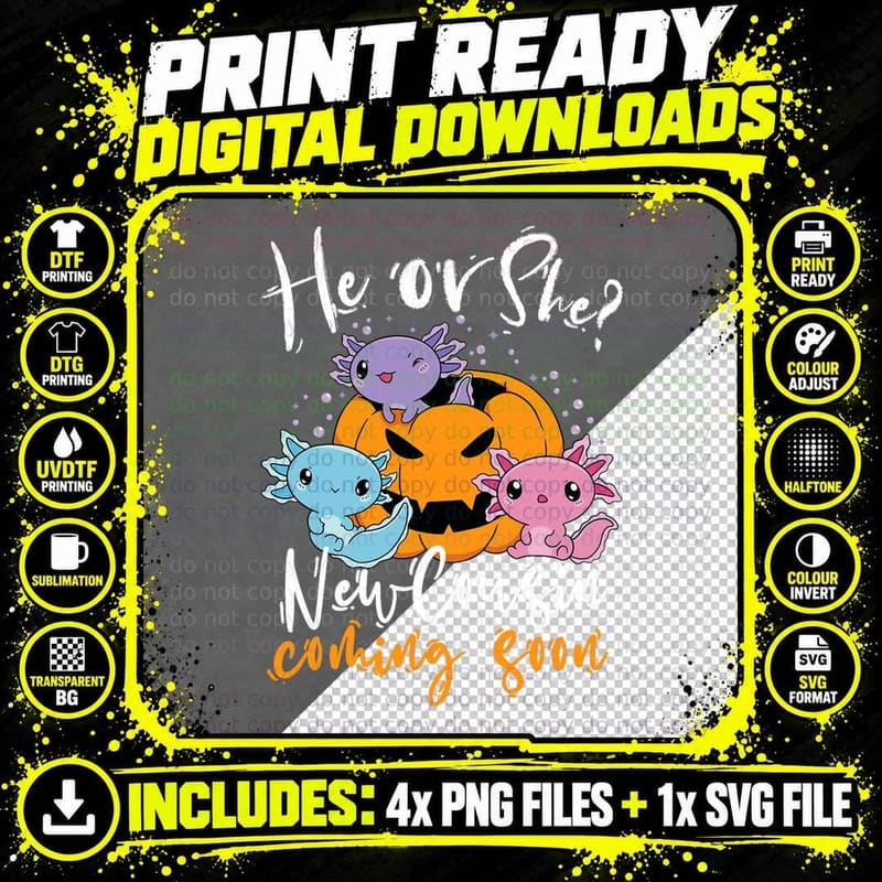 Halloween Gender Reveal He or She Cousin Coming Boo Png SVG Digital Bundle