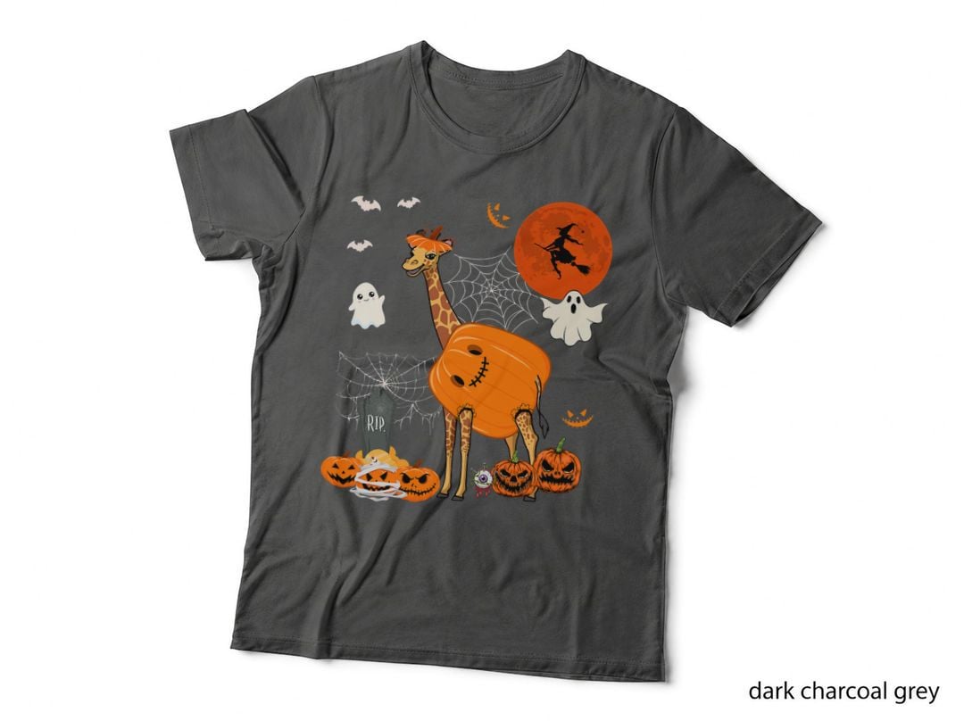 Halloween Giraffe Costume Horror Pumpkin Boo Ghost Lover T-Shirt
