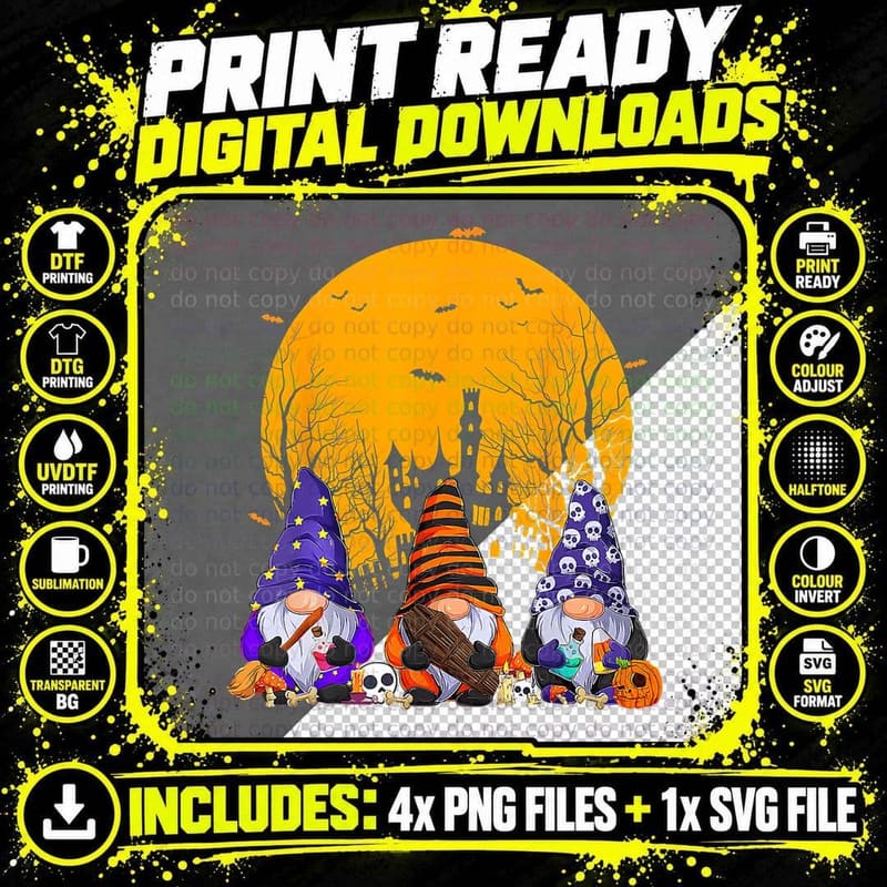 Halloween Gnomes Cute Autumn Pumpkin Fall Holiday Gnome Png SVG Digital Bundle