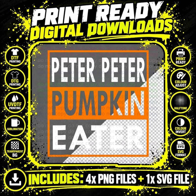 Halloween Peter Pumpkin Eater Costume Couples T-Shirt Png SVG Digital Bundle