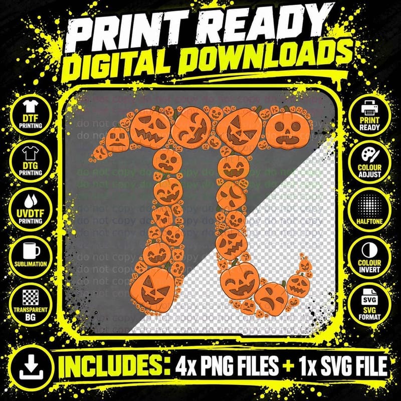 Halloween Pumpkin Pi Math Teacher T-Shirt Png SVG Digital Bundle