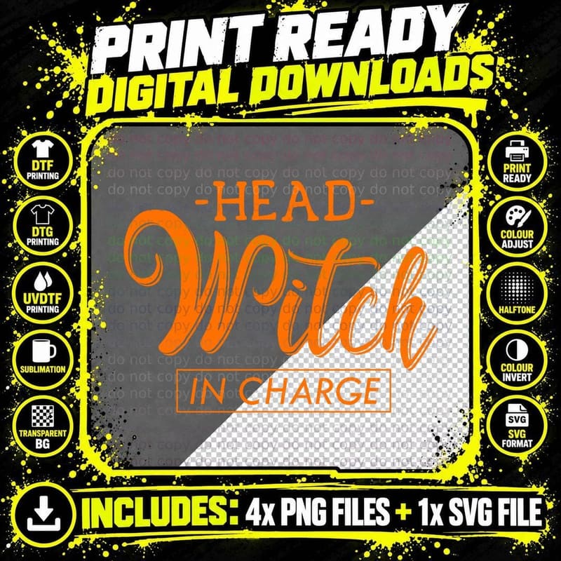 Halloween Shirts for Women, Men, & Kids Head Witch in Png SVG Digital Bundle