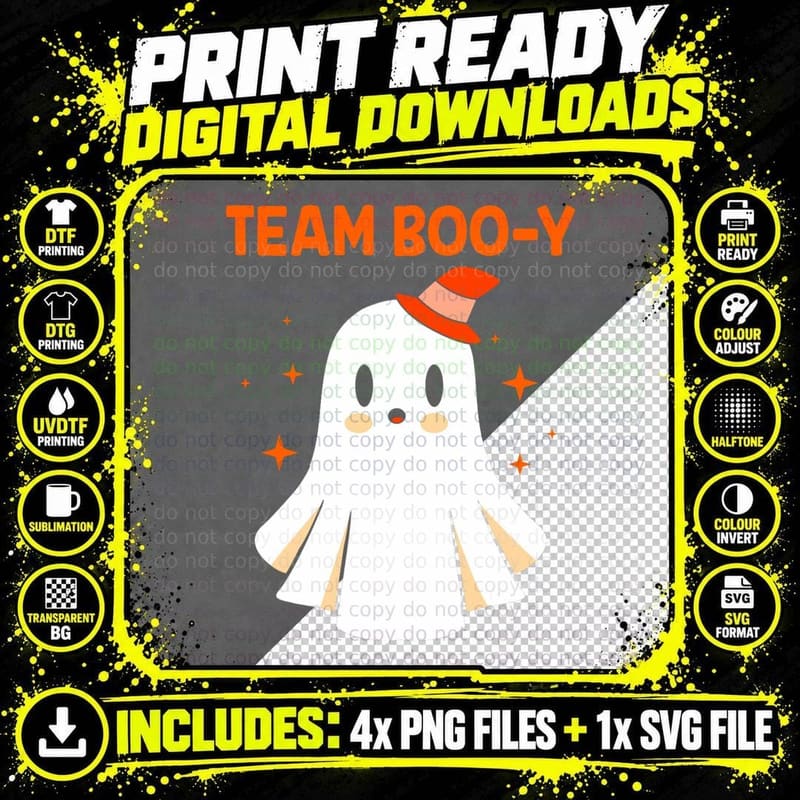 Halloween Team Booy Team Boy Gender Reveal T-Shirt Png SVG Digital Bundle