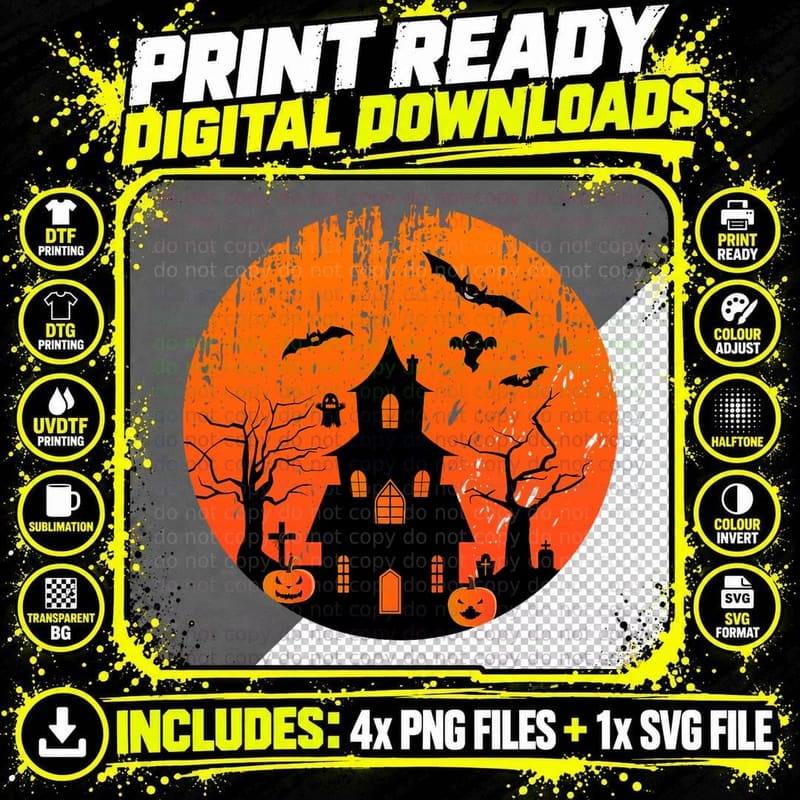 Haunted House Lazy Halloween Costume Scary Creepy Png SVG Digital Bundle