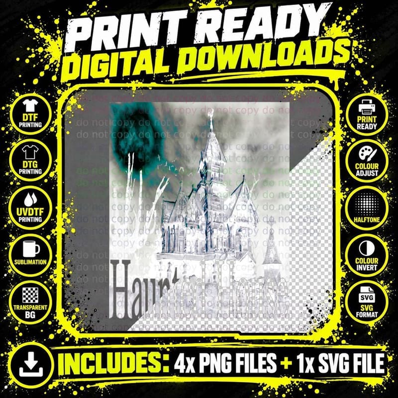 Haunted House for Halloween T-Shirt Png SVG Digital Bundle
