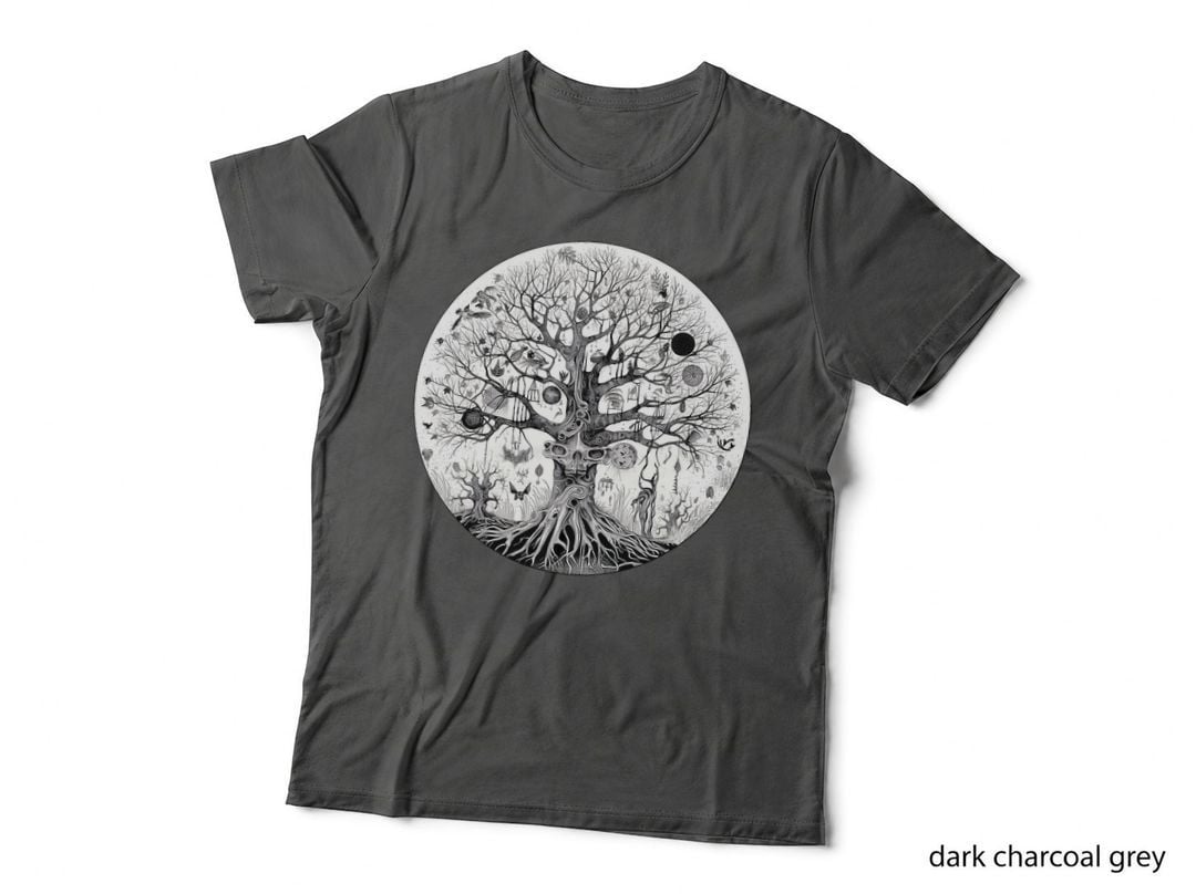 Haunted Tree of Life Spooky Graphic Art Skulls Gothic Tree T-Shirt