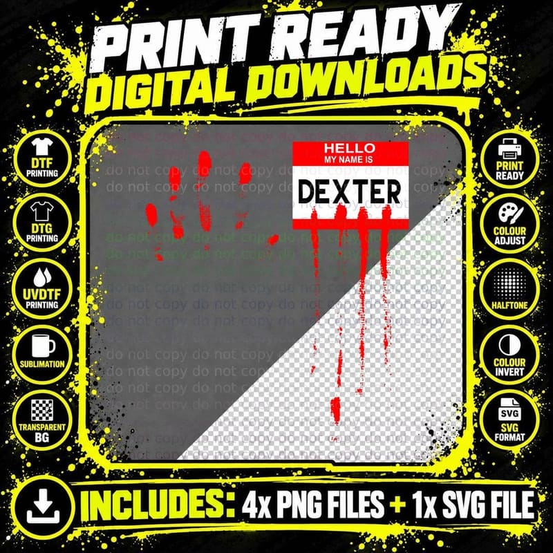 Hello My Name Isdexter Halloween Scary Horror Movie Png SVG Digital Bundle