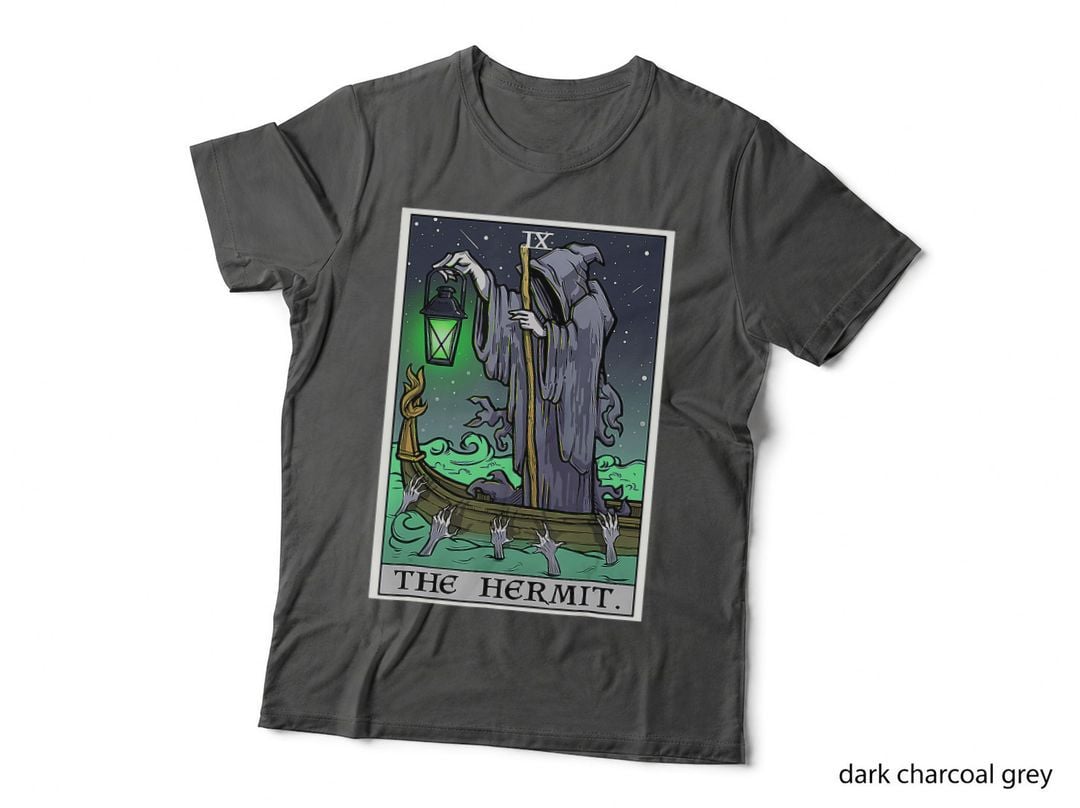 Hermit Tarot Card Gothic Halloween Grim Reaper Goth T-Shirt