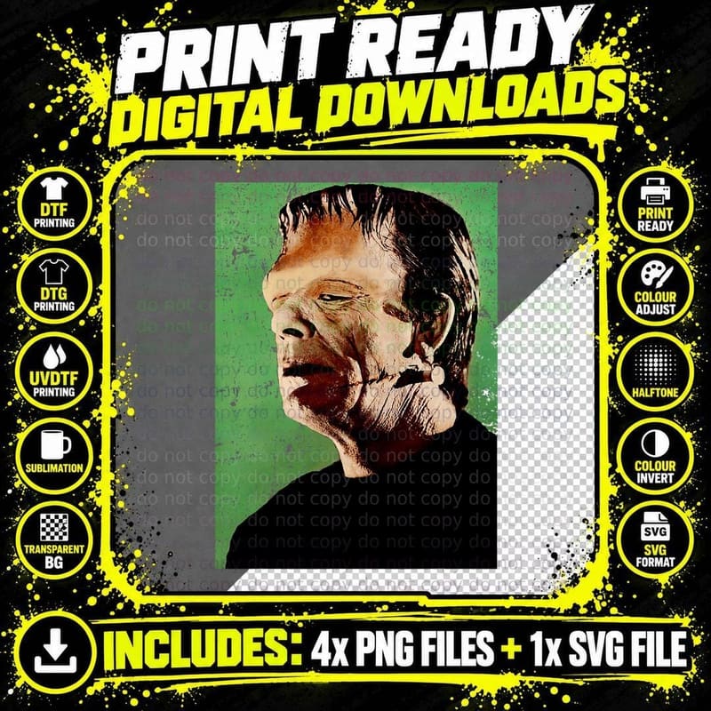 Horror Movie Monster Halloween Frankenstein Monster Png SVG Digital Bundle