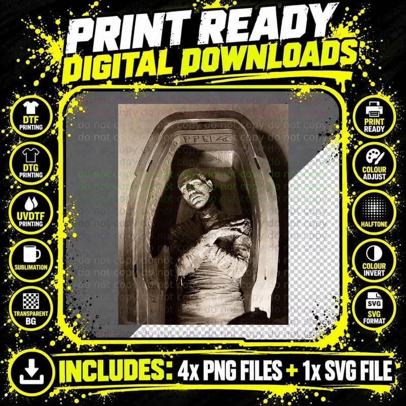 Horror Movie Monster Mummy Vintage Halloween T-Shirt Png SVG Digital Bundle