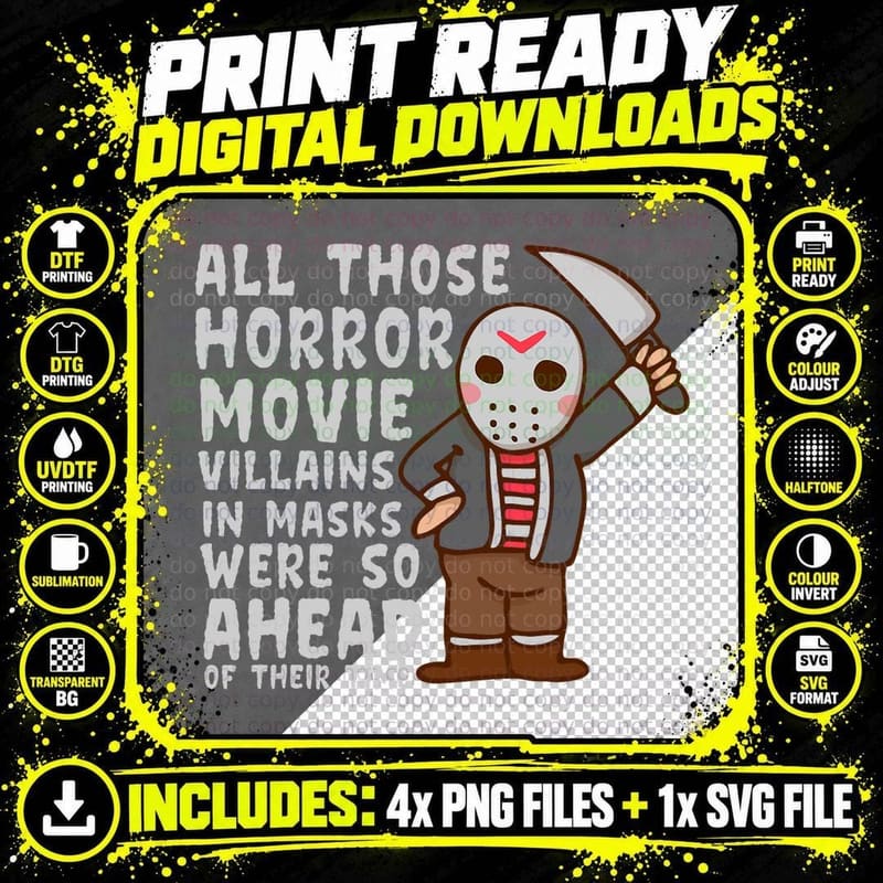 Horror Movie Villains - Halloween Masks T-Shirt Png SVG Digital Bundle