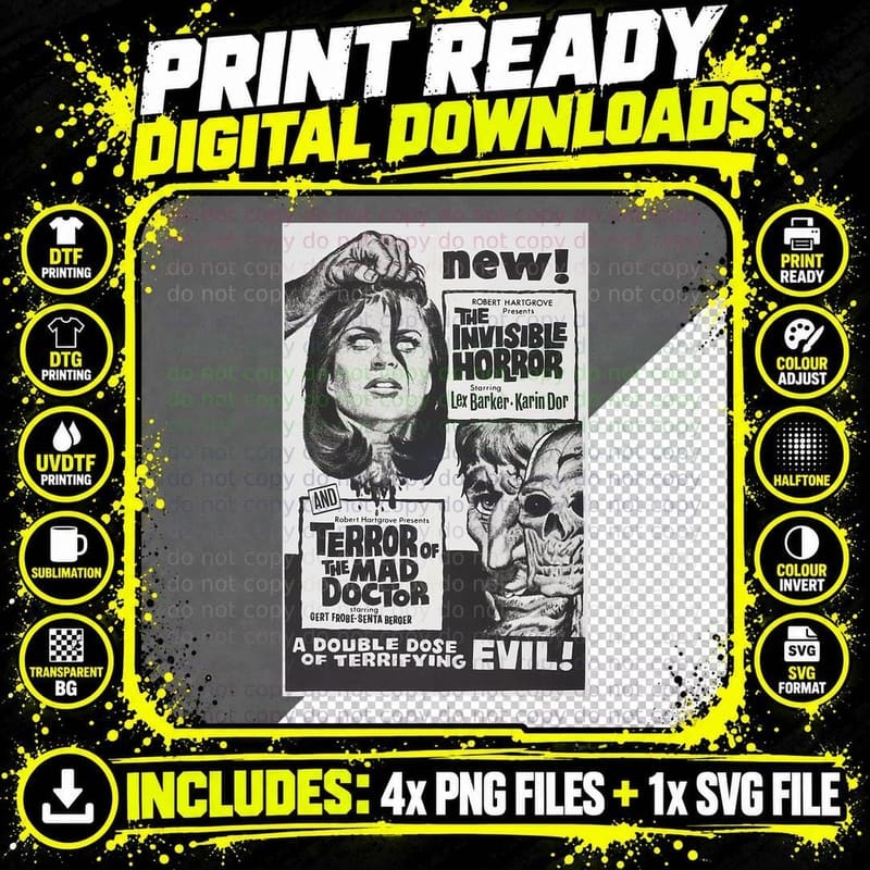 Horror Terror Classic Halloween Monster Poster Horror Png SVG Digital Bundle