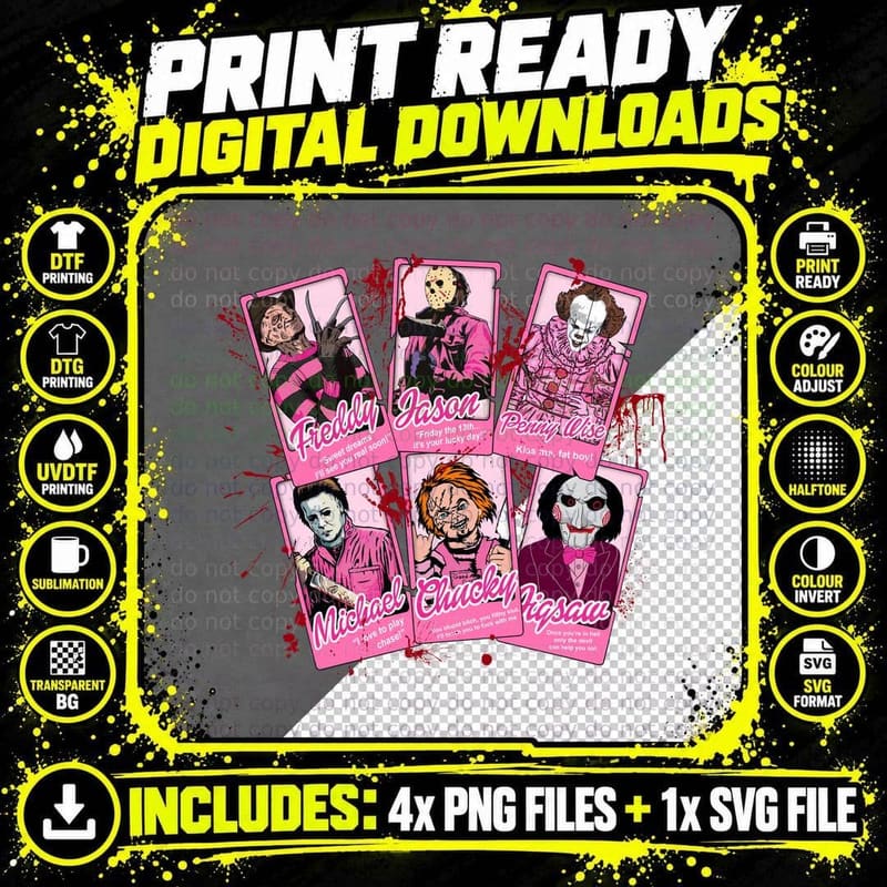 Horror Villains Tarot Card T-Shirt, Gothic Horror Tee Png SVG Digital Bundle
