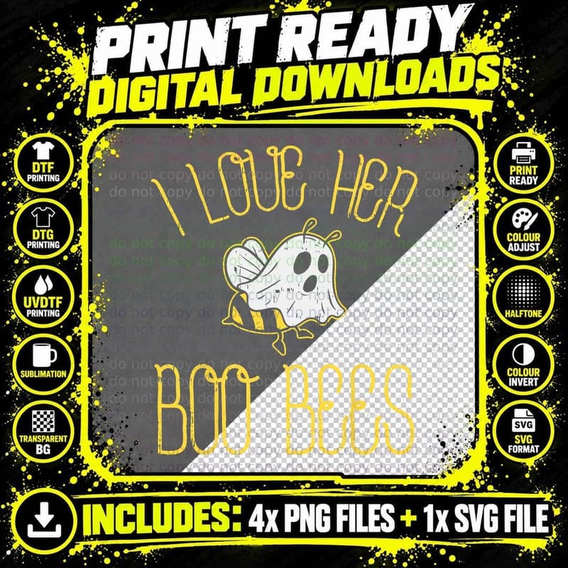 I Love Her Boo Bees Couples Halloween Adult Costume His Png SVG Digital Bundle