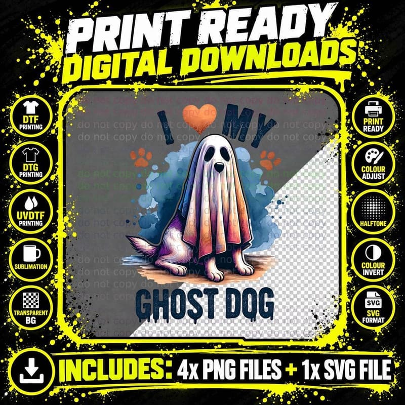 I Love My Ghost Dog, Retro Vintage, Trendy Outfit Png SVG Digital Bundle