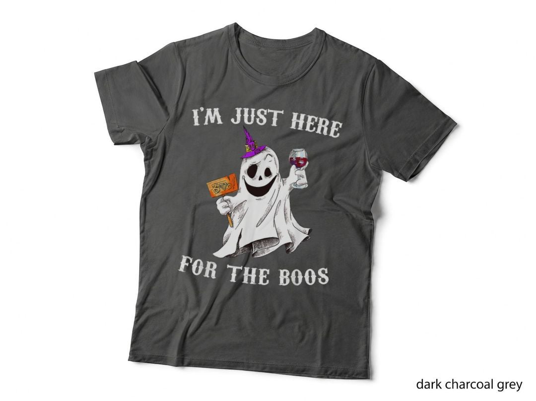 I'm Just Here for the Boos Shirt Funny Halloween Ghost Wine T-Shirt