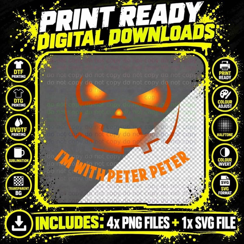 I'm with Peter Couple Halloween Adult Women Her Pumpkin Png SVG Digital Bundle