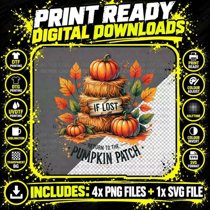 If Lost Return to the Pumpkin Patch Watercolor Png SVG Digital Bundle