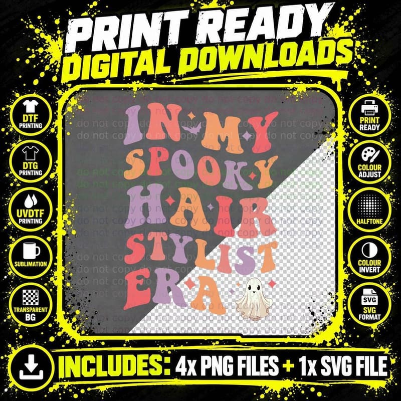 In My Spooky Hair Stylist Era Halloween Funny Hair Png SVG Digital Bundle