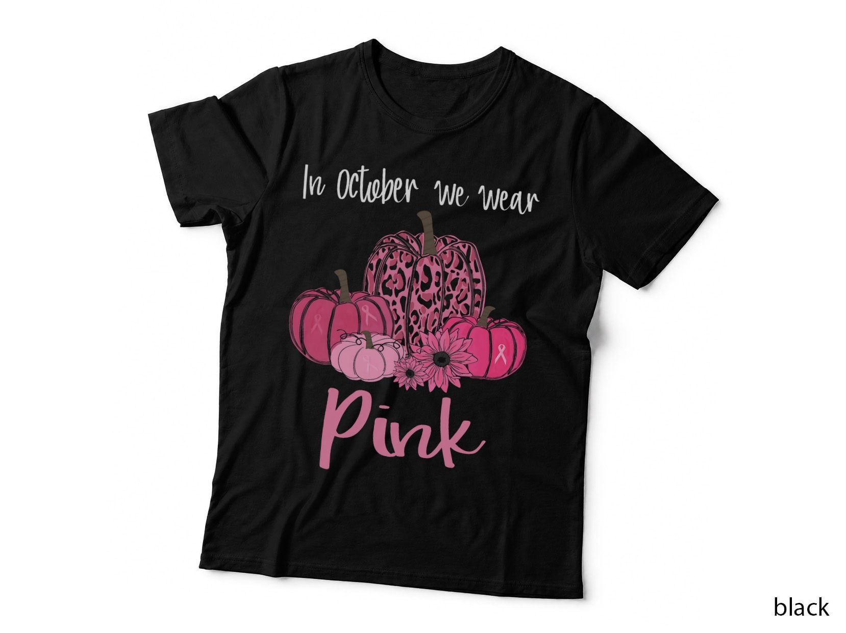 In October We Wear Pink Pumpkin Breast Cancer Awareness T-Shirt