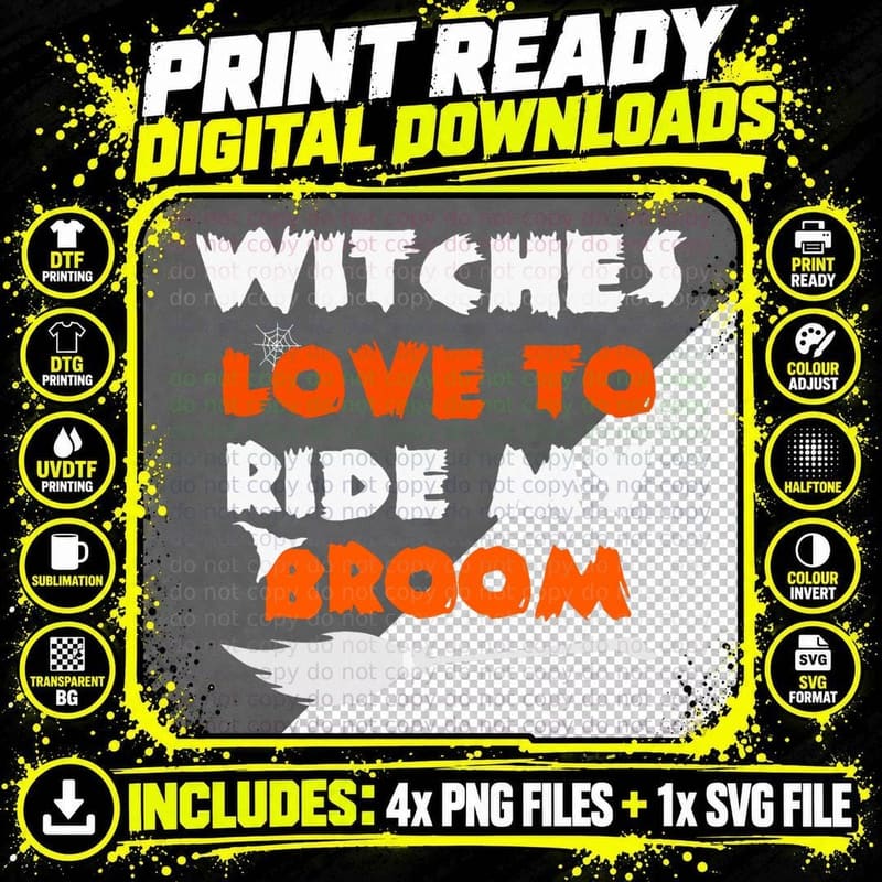 Inappropriate Halloween Adult Costume Witch Riding Broom Png SVG Digital Bundle