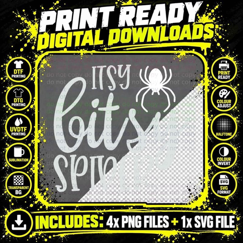Itsy Bitsy Spider Funny Halloween Lover T-Shirt Png SVG Digital Bundle