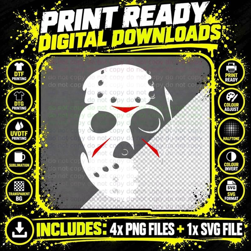 Jason Hockey Mask Halloween Friday 13TH T-Shirt Png SVG Digital Bundle