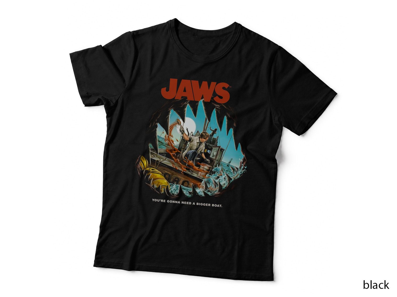 Jaws Horror Movie T-Shirt, Great White Shark Attack