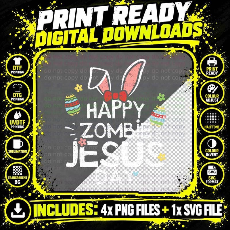 Jesus Happy Zombie Jesus Day - Easter Sayings T-Shirt Png SVG Digital Bundle