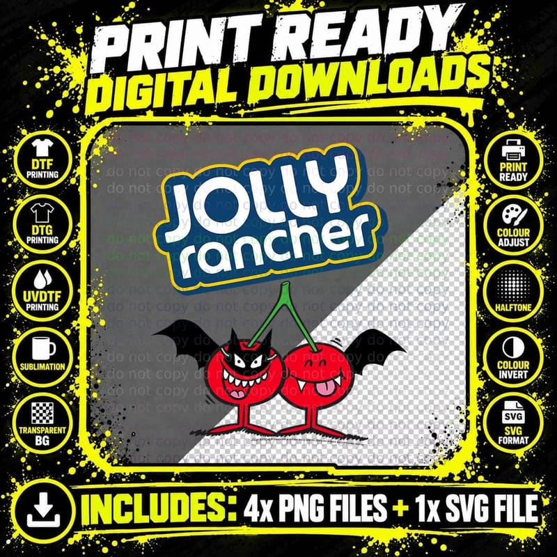 Jolly Rancher Halloween Bat Costume Cherry Logo T-Shirt Png SVG Digital Bundle