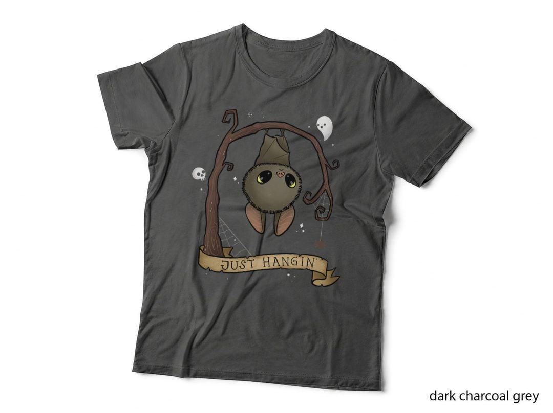 Just Hangin Bat Cute Halloween Animal Spooky Adorable Goth T-Shirt