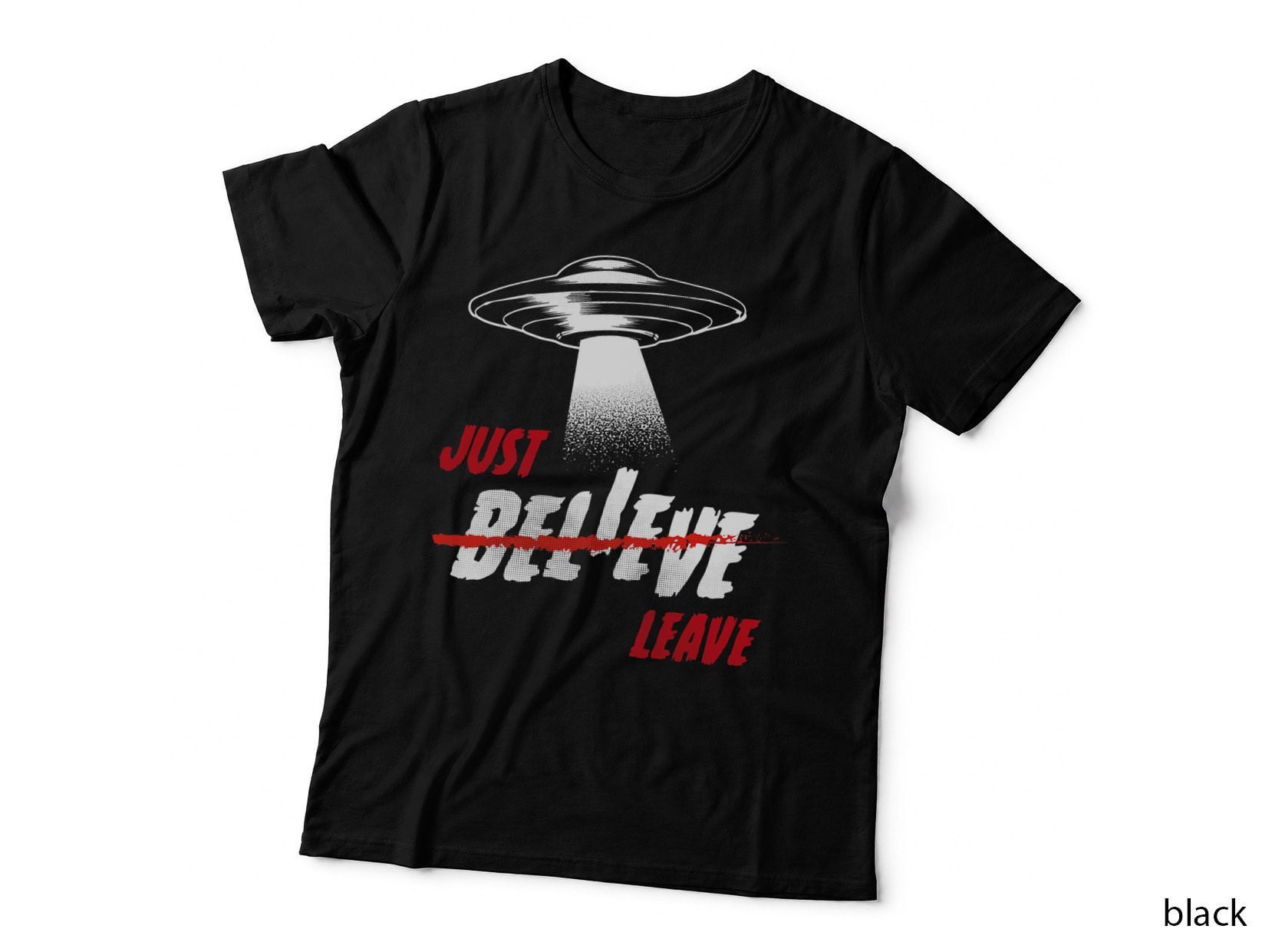 Just Leave UFO Conspiracy Occult Goth Witch Punk T-Shirt