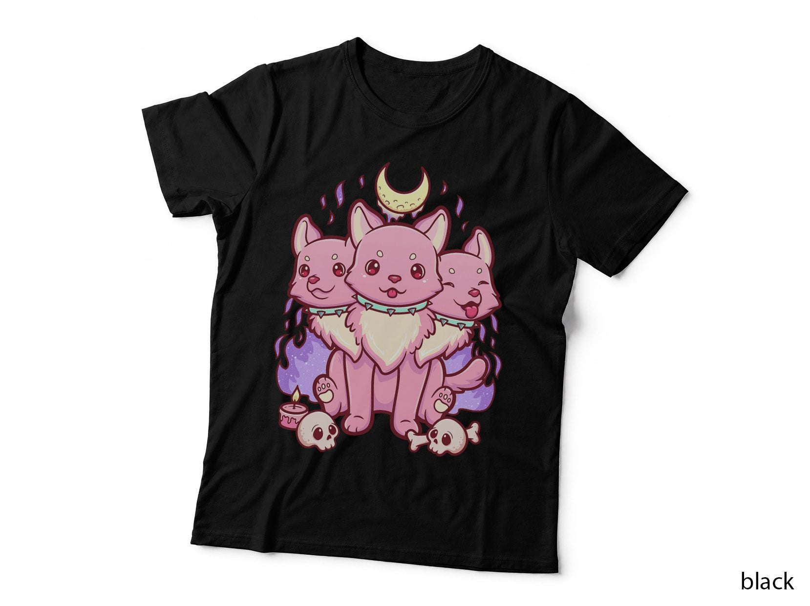 Kawaii Pastel Goth Cute Creepy 3 Headed Dog T-Shirt