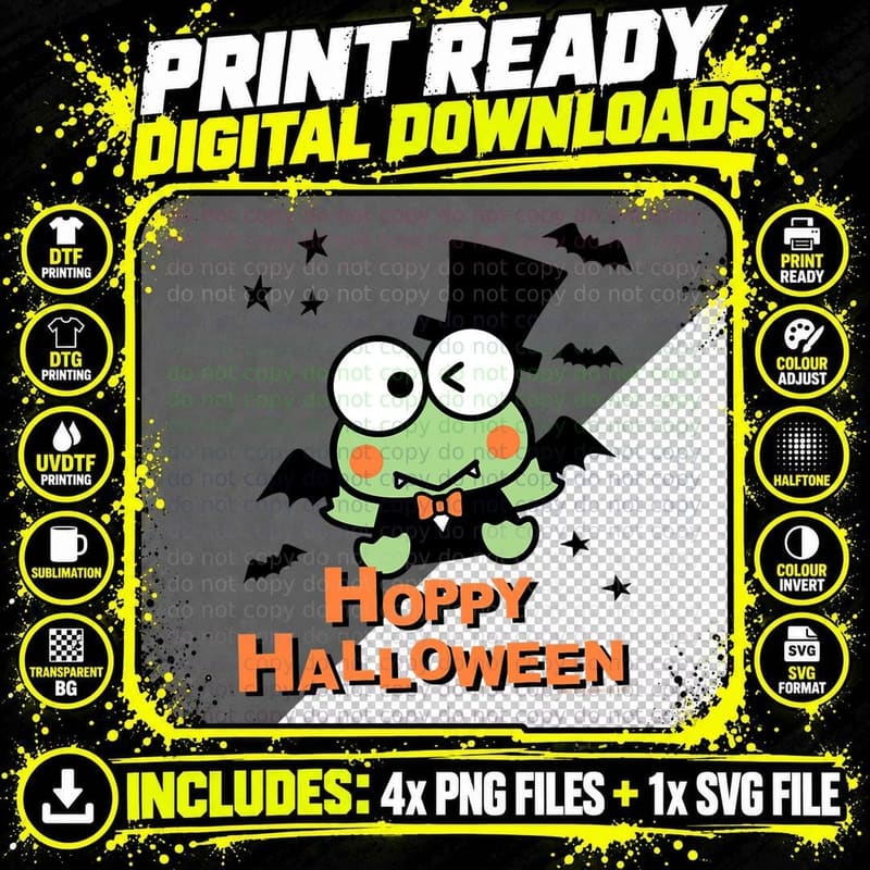Keroppi Hoppy Halloween Tee Shirt Png SVG Digital Bundle
