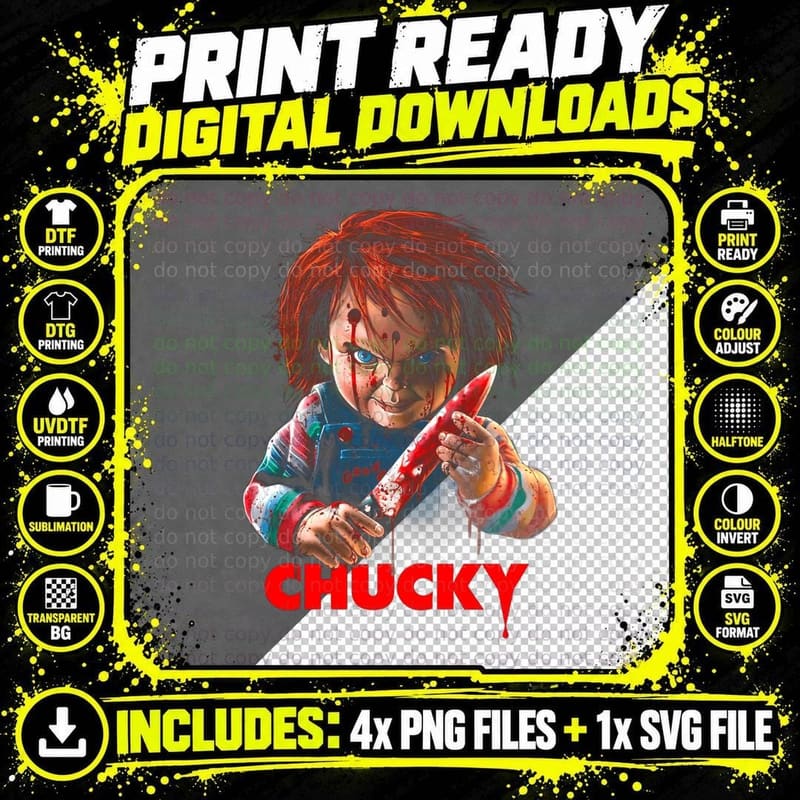 Killer Doll Horror T-Shirt, Halloween Costume Png SVG Digital Bundle