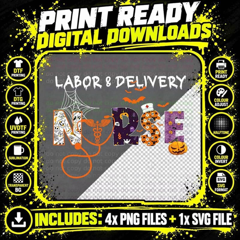 Labor & Delivery L&d Funny Halloween Nursing Pumpkin Png SVG Digital Bundle