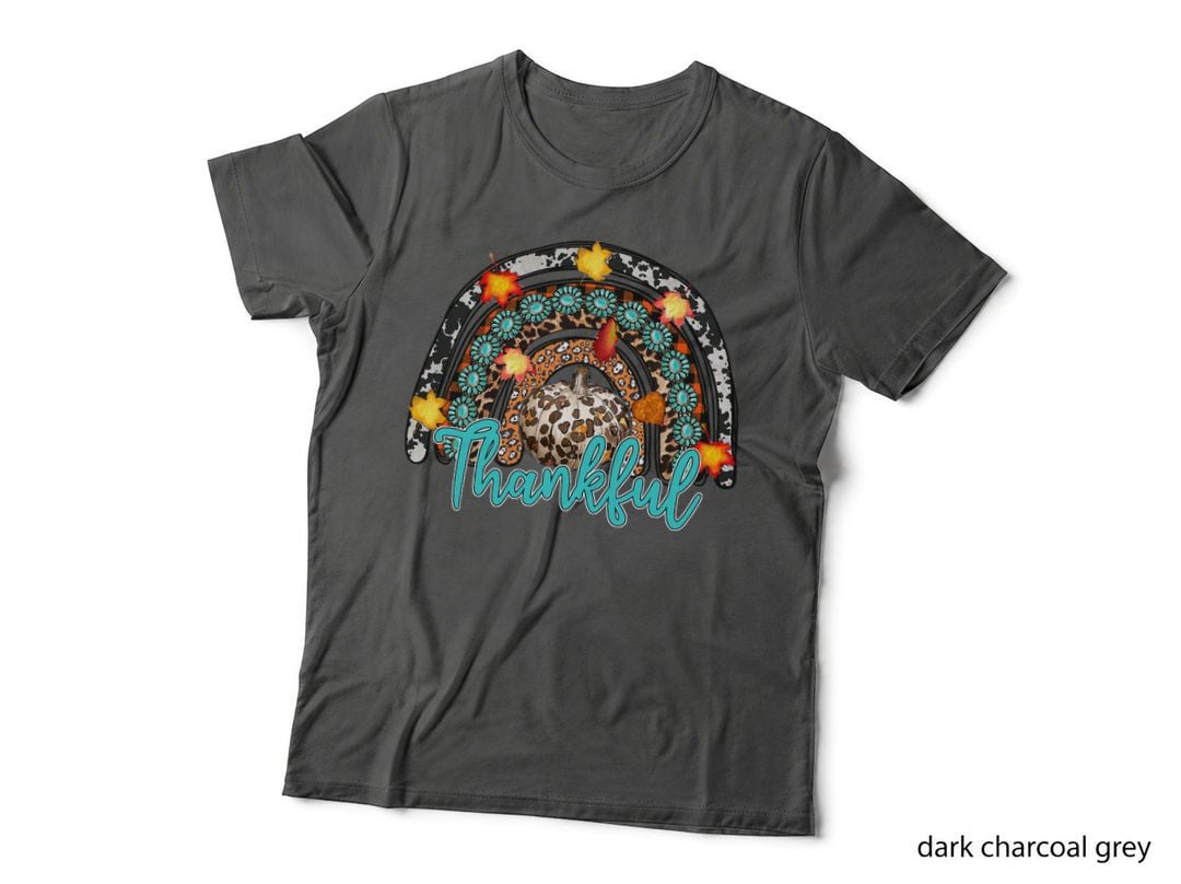 Leopard Cowhide Turquoise Thankful Rainbow Pumpkin Fall T-Shirt