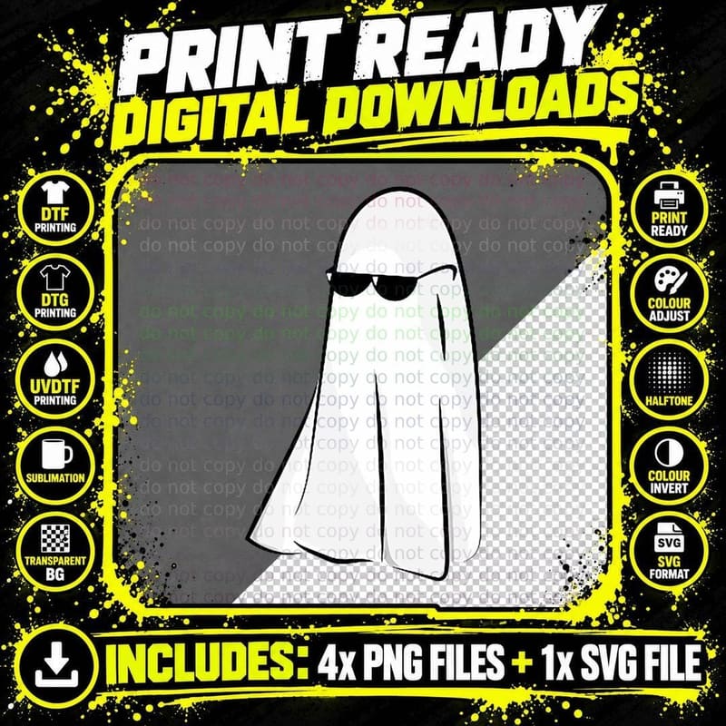 Little Ghost Sunglasses Boo Happy Halloween Spooky Png SVG Digital Bundle