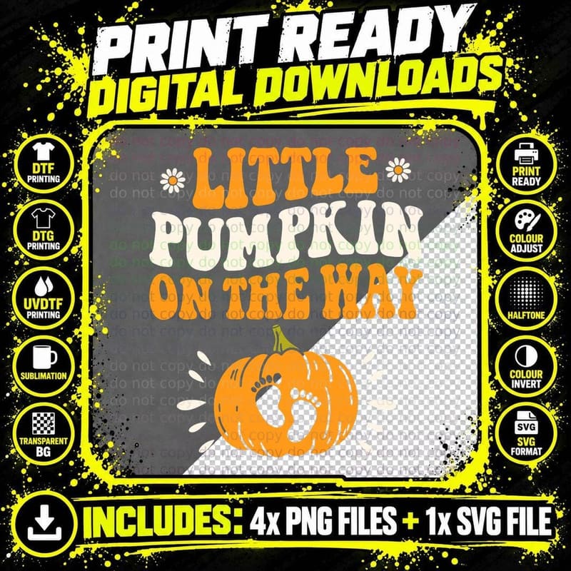 Little Pumpkin on the Way Pregnancy Announcement Png SVG Digital Bundle