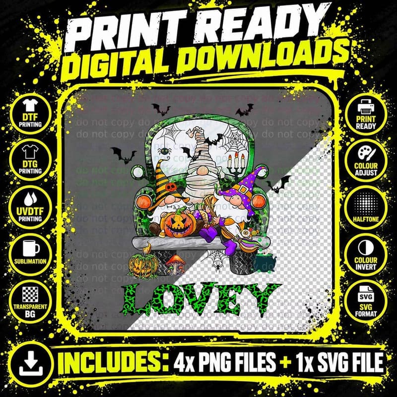 Lovey Gnome Truck Halloween Costume T-Shirt Png SVG Digital Bundle