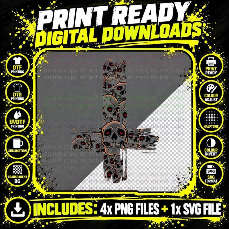 Lucifer Sigil Occult Witch Horror Skull Satanic Goth Png SVG Digital Bundle