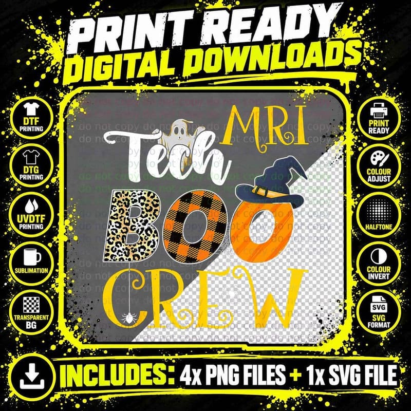 MRI Tech Boo Crew Cute Ghost Halloween Costume Nursing Png SVG Digital Bundle