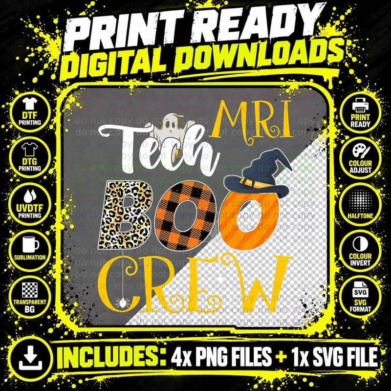MRI Tech Leopard MRI Technologist Halloween Costume Boo Png SVG Digital Bundle