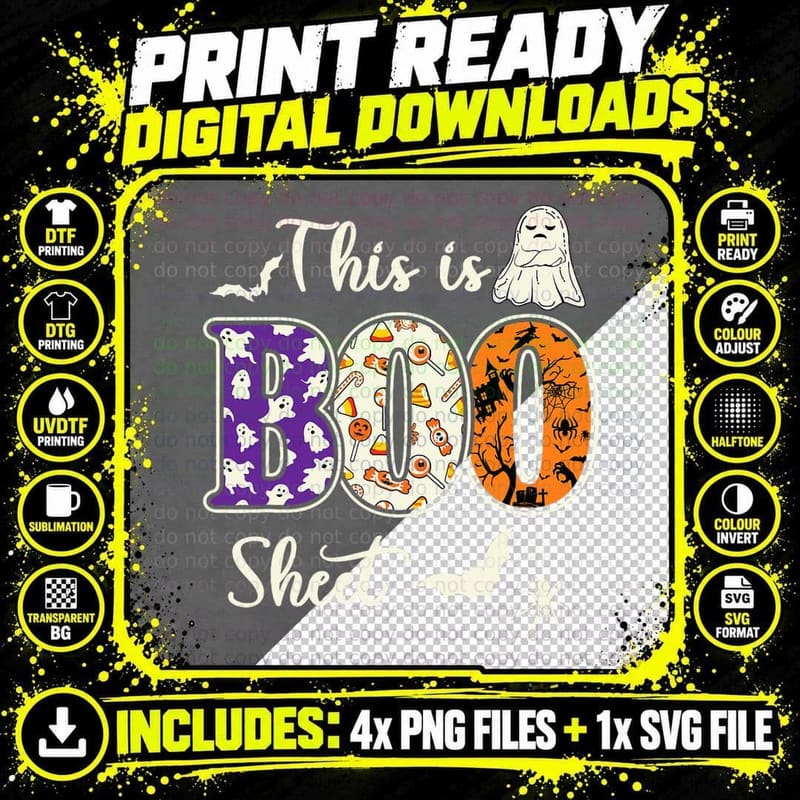 Man Woman This Is Boo Sheet Retro Ghost Funny Halloween Png SVG Digital Bundle