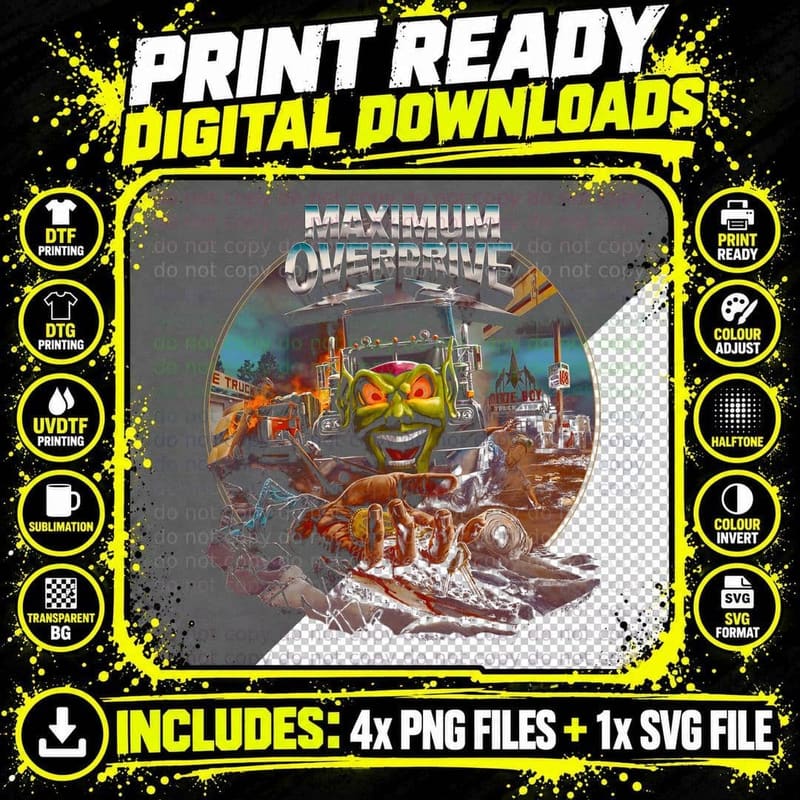 Maximum Overdrive Horror Movie Fan Tee Png SVG Digital Bundle