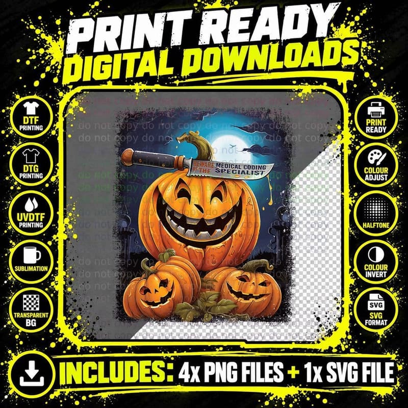 Medical Coding Specialist Funny Halloween Fun Pun Spooky Png SVG Digital Bundle