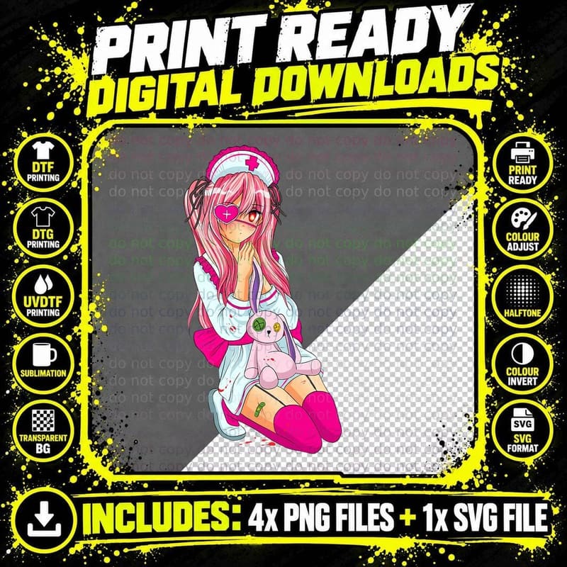 Menhera Chan Yami Kawaii Pastel Goth Harajuku Creepy Png SVG Digital Bundle