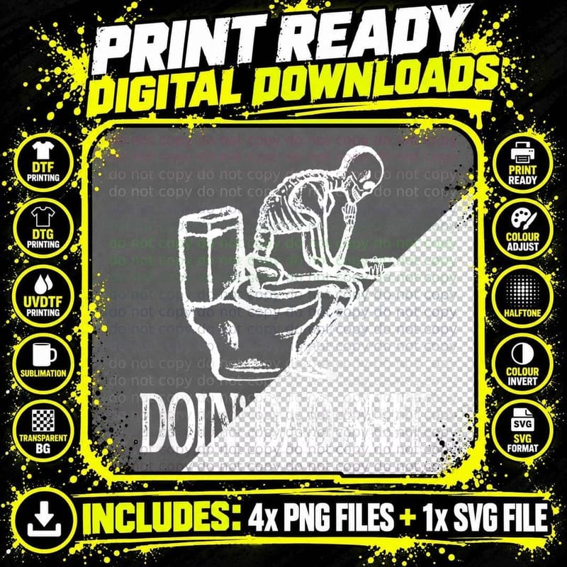 Mens Doing Hot Dad Shits Funny Father's Day Skeleton Png SVG Digital Bundle